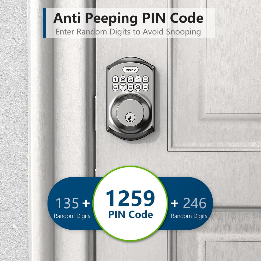 Smart Lock Keyless Entry Deadbolt with Keypad Front Door Electronic Lock Easy Installation, Satin Nickel