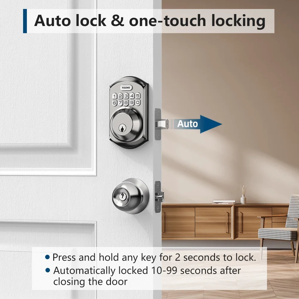 Smart Lock Keyless Entry Deadbolt with Keypad Front Door Electronic Lock Easy Installation, Satin Nickel