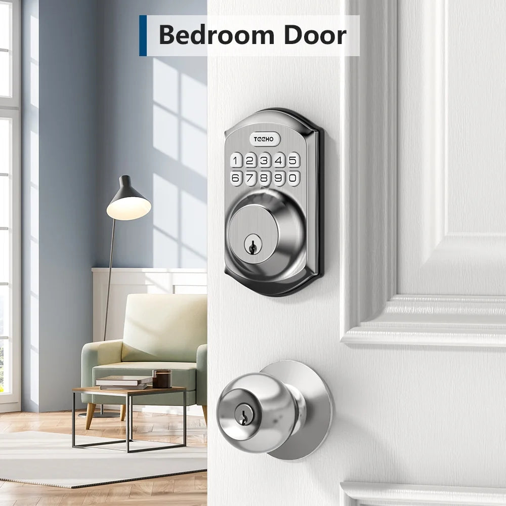 Smart Lock Keyless Entry Deadbolt with Keypad Front Door Electronic Lock Easy Installation, Satin Nickel