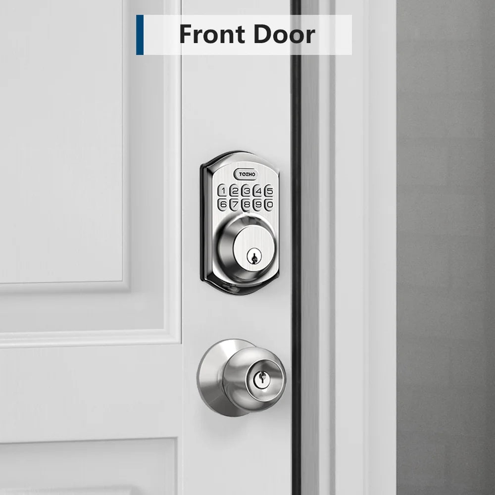 Smart Lock Keyless Entry Deadbolt with Keypad Front Door Electronic Lock Easy Installation, Satin Nickel