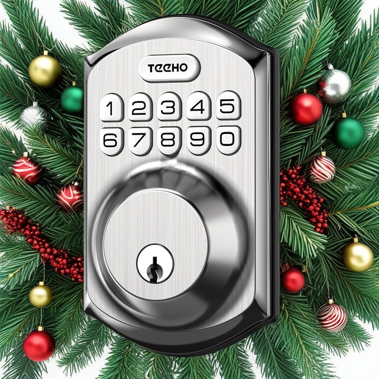 Smart Lock Keyless Entry Deadbolt with Keypad Front Door Electronic Lock Easy Installation, Satin Nickel