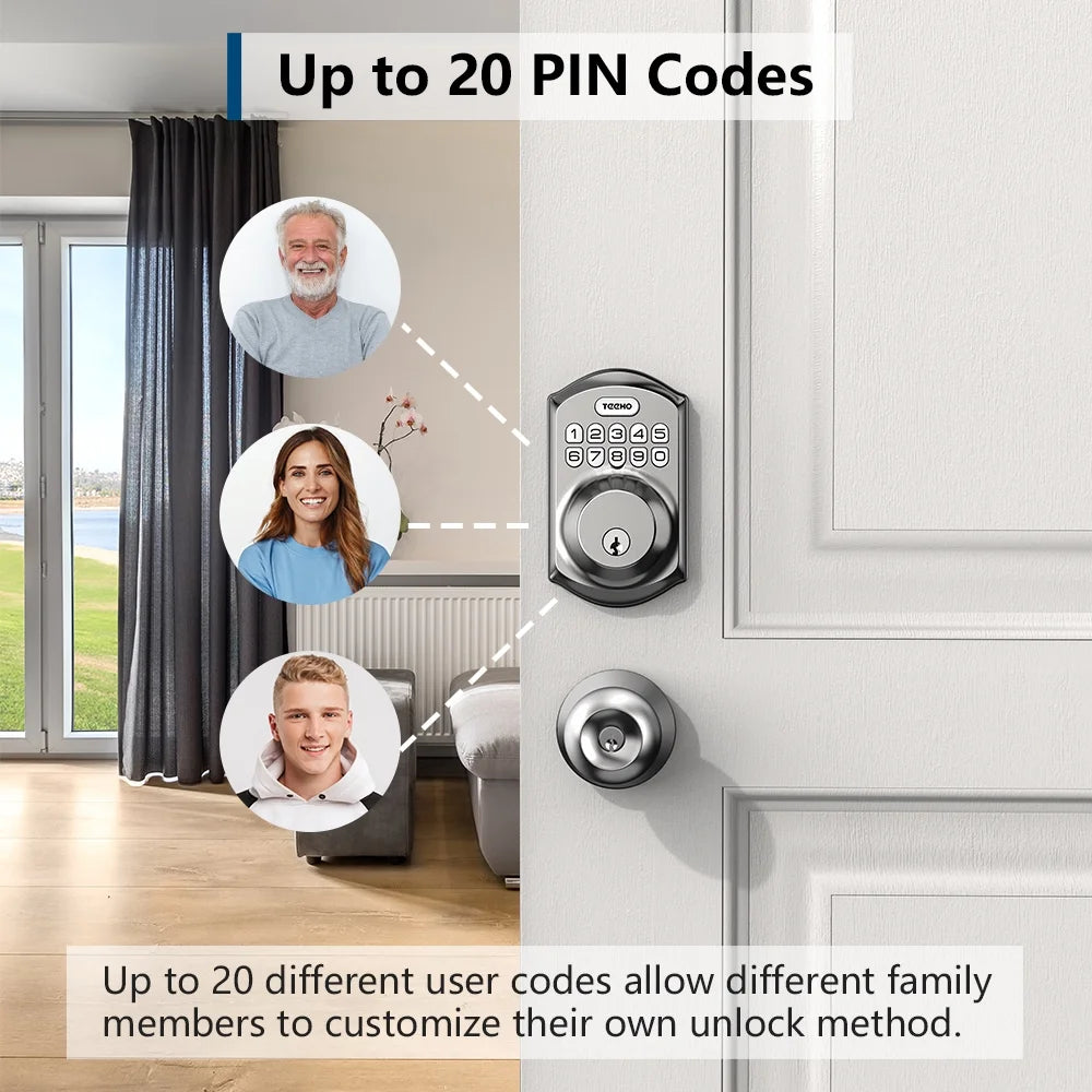 Smart Lock Keyless Entry Deadbolt with Keypad Front Door Electronic Lock Easy Installation, Satin Nickel